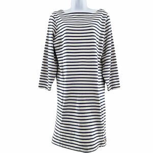 Wood Wood White Blue Striped Cotton Dress S